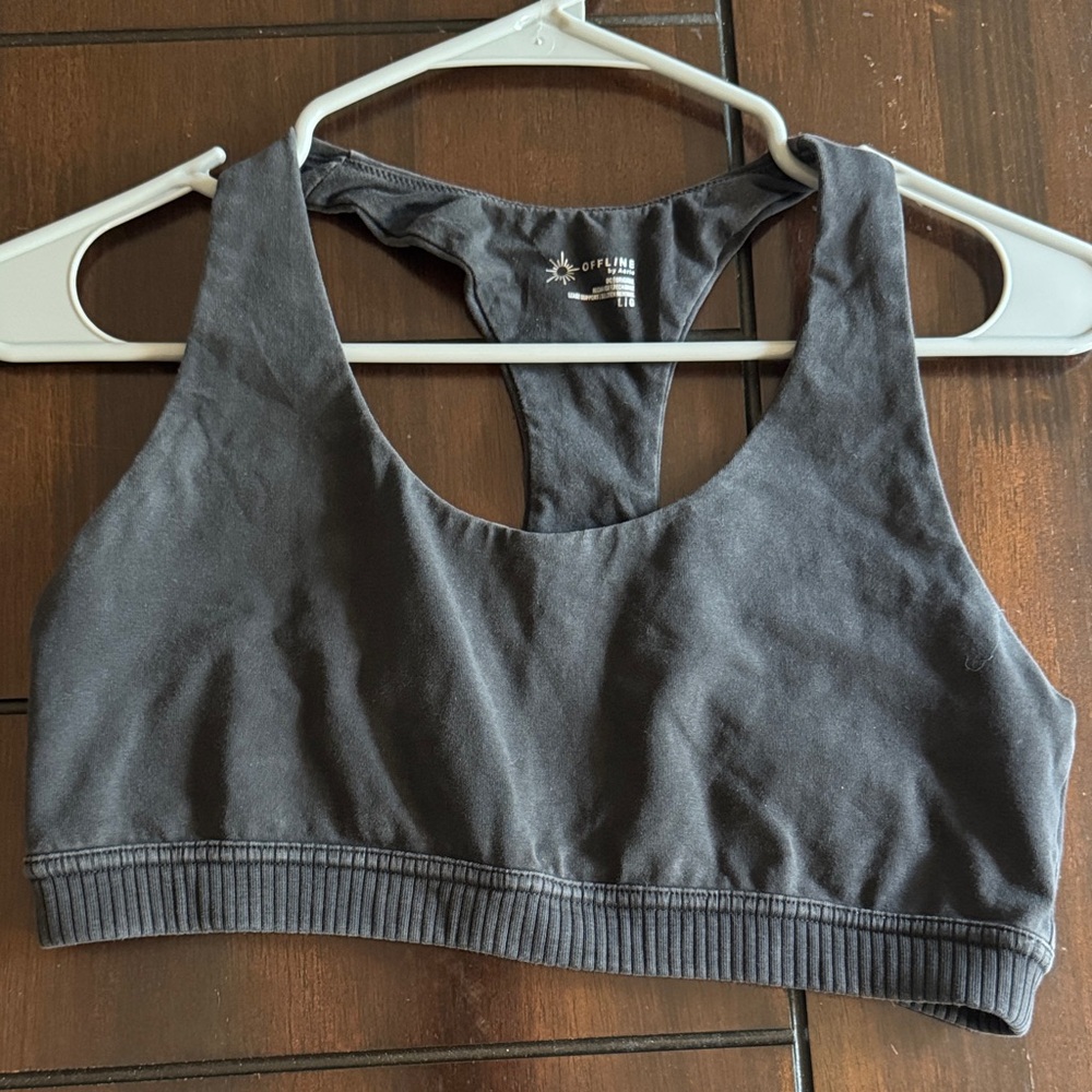 Offline by Aerie Charcoal Sports Bra